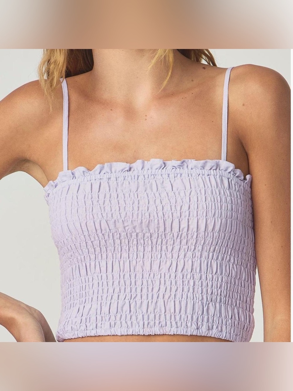NWT Florence by Mills Sweet Solstice Smocked Crop Cami in Lavender | Size Large